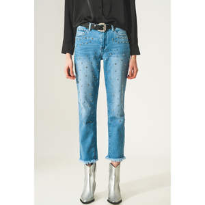 Jeans de Mezclilla de Cintura Alta con Estampado Vintage, Rotos y Decorados, Transpirables, de Corte Recto, Estilo Y2K, Lindos y Casuales para Invierno, Verano y Otoño, Talla XL - Product Image 2