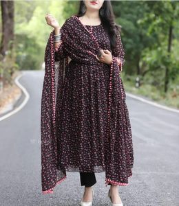 Launching Heavy Designer Party Festival Wear Anarkali <b>Kurti</b> Pure Rayon Bandhej Print Anarkali <b>Kurti</b> and Pant With Dupatta Set - Product Image 1