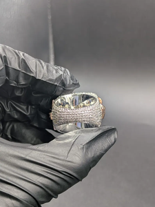 Iced Out Custom Letter Cross Design 925 Sterling <b>Silver</b> VVS Round Cut Moissanite Diamond Hip Hop <b>Statement</b> <b>Ring</b> For Unisex Wear - Product Image 4