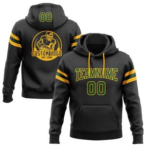 Direct Industry Wholesale 3D Embroidered Custom Stitched Black <b>Green</b>-Gold Football Pullover Sweatshirt Hoodie - Product Image 1