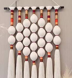 Grande tapisserie murale en macramé faite à la main, style bohème, pour la décoration du salon - Product Image 3