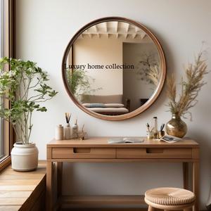 Marco de espejo de madera hecho a mano con acabado estilo vintage envejecido para espejos de pared decorativos de entrada o pasillo - Product Image 3