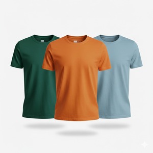 Camisetas de Hombre Modernas y Ajustadas de Manga Corta, Tejidas en Algodón y Fibra de Bambú, Cuello Redondo, Logotipo Frontal Vintage, Estilo Urbano, Primavera-Otoño - Product Image 3