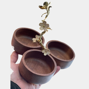 Bols de service en bois fabriqués à la main avec branche en laiton unique Milli Flowers Design parfait pour les bonbons aux noix et la décoration intérieure - Product Image 1