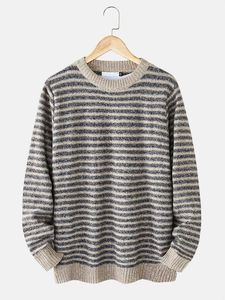 Suprex Enterprises 2026 Pull en tricot respirant personnalisé à manches longues et col rond pour homme, en mélange de laine rayé, décontracté pour le bureau - Product Image 6