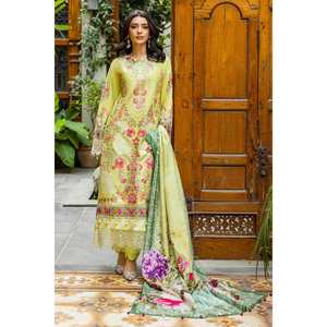 ชุดผ้าลอนปักลายสำหรับใส่ทุกวันแบบ 3 ชิ้น ไม่ได้เย็บติดกัน พร้อมผ้าคลุมไหล่ผ้าไหมทัสซาร์พิมพ์ลายดิจิทัล รุ่น SP-52024 - Product Image 5