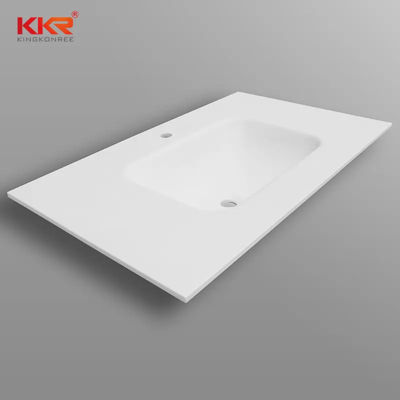 KKR integrated bathroom sink worktop with undermount basin luxury and minimalist design white thin basin