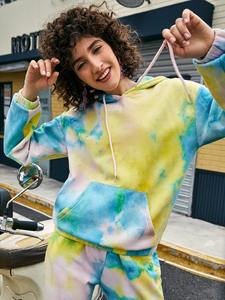 Ensemble de survêtement Tie Dye pour femmes 100% coton pull à capuche et pantalons de survêtement ensemble de salon et de vêtements de sport de haute qualité - Product Image 6