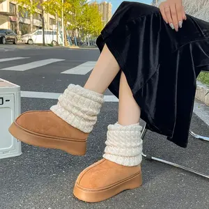 Bottes de neige de luxe pour femme, chaudes, imperméables, antidérapantes, avec doublure en cuir véritable et semelle intérieure en fourrure/EVA, pour l'automne - Product Image 2