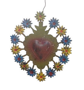 Ornement suspendu de luxe en forme de coeur en or et argent fabriqué à la main en métal et décoration de fête de festival de fer pour Noël - Product Image 6