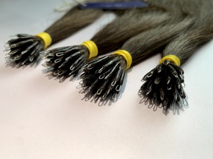 Premium Brazilian Human Hair Extensions Double Drawn Nano <b>Ring</b> 100% Remy Hair Machine Double Weft Wholesale Factory Supplier - Product Image 6