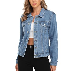 แจ็กเก็ตทรูเกอร์ผู้หญิงทันสมัยธรรมดาติดกระดุมแขนยาวสำหรับเสื้อผ้าแนวสตรีทแบบลำลองสำหรับฤดูใบไม้ร่วงและฤดูหนาว - Product Image 1