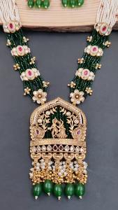 Conjunto de collar de circonia cúbica con pendientes a juego, conjunto de collar de aleación de cobre para mujeres y niñas, conjunto de collar tradicional indio - Product Image 4