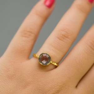 Bague en pierre taillée améthyste verte bague en argent sterling 925 massif Design fantaisie femmes filles cadeau bague bijoux fins usine directe - Product Image 2