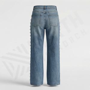 Jeans pour femmes, décontractés, avec poches zippées, denim, pantalon long, printemps, pantalon pour femme, meilleure qualité, denim respirant, mode streetwear - Product Image 2
