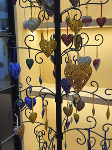 Coeur rose suspendu métal ornement paillettes coeur décoratif pour arbre de noël fête de mariage décoration de la maison cadeau pièce - Product Image 6