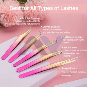 5 PCS Professional Stainless Steel <b>Lash</b> Tweezers Set for Eyelash Extensions Durable Strong Grip Tweezers Customizable Packaging - Product Image 6