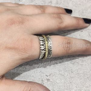 Art Spinner Band Bague de méditation Bague en argent sterling 925 pour femme Bague de pouce Fidget Bijoux faits à la main Party Anxiety Mens Spinner Ring - Product Image 4