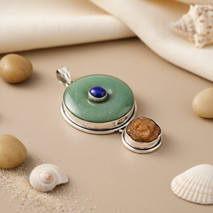 จี้เงินแท้ 925 ชุบโรเดียม ประดับลาพิสสีเขียว รูปทรงเจ้าหญิง ลวดลายสัตว์ สไตล์ศาสนา สำหรับผู้หญิง - Product Image 2