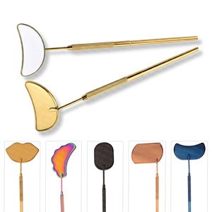 Espejo de Maquillaje de Acero Inoxidable con Forma de Corazón para Observación y Examen de Extensiones de Pestañas, Mango Largo Ergonómico y Duradero - Product Image 4