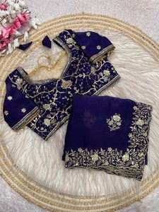 Sari en satin Fendy classique pour mariage indien, tenue de fête, avec blouse exclusive, vente de vêtements ethniques pour mariage indien - Product Image 4