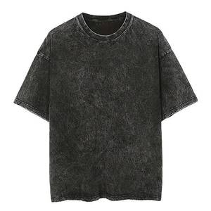 T-shirt en coton lavé olive pour homme, manches courtes, col rond, coupe ample, couleur unie, jersey décontracté - Product Image 1