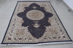 Tapis en laine/soie de style persan noué à la main |   Motif géométrique |   Tapis d'inspiration orientale |   Taille personnalisée disponible |   Écologique | - Product Image 3