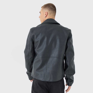 Veste en cuir pour hommes de haute qualité col rabattu logo avant coupe-vent imperméable style de rue OEM service personnalisé Pakistan - Product Image 2