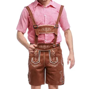 กางเกงขาสั้นหนังกวาง,กางเกงขาสั้นสีพื้นเข้ารูปสไตล์ Lederhosen ทำจากปากีสถาน - Product Image 1