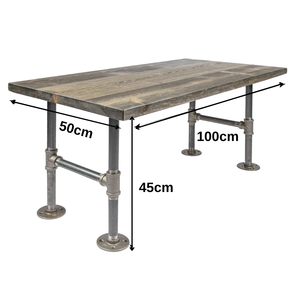 Handmade Industrial <b>Pine</b> Wood Coffee <b>Table</b> with Pipe Legs 100x50cm Living Room Furniture TT68230 - Product Image 4