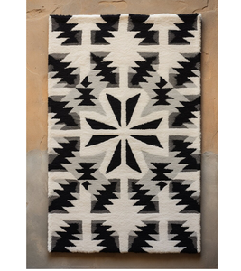 Ensemble de tapis moderne abstrait en laine de Nouvelle-Zélande touffeté à la main noir blanc forme irrégulière doux pile haute maison bureau salon - Product Image 1