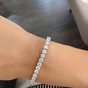 Pulsera de tenis de diamante de laboratorio de 12,5 quilates, pulsera de tenis de diamante de laboratorio brillante, pulsera de tenis grande, oro amarillo sólido de 14K. - Product Image 6