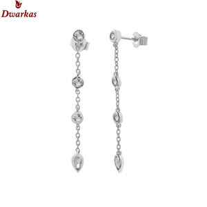 Fine jewelry 925 <b>sterling</b> <b>silver</b> zircon white stone <b>drop</b> chain <b>earring</b> for women wholesale manufacturer exporter - Product Image 6