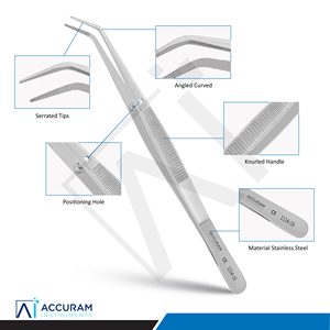 Pinces dentaires de haute qualité réutilisables pour collège dentaire, à bec dentelé angulaire, en acier inoxydable, autoclavables, pinces manuelles pour coton - Product Image 3