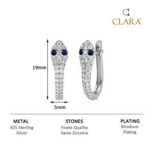Pendientes de Aro CLARA de Plata de Ley 925 con Diseño de Serpiente de Ojo Azul y Patrón de Animal - Product Image 6