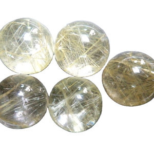 3A Qualité Naturel Doré Rutilé Quartz Pierres Précieuses En Vrac Cabochon Coupe Rond Brillant En Forme De Pierres Lot Pour La Fabrication De Bijoux - Product Image 1
