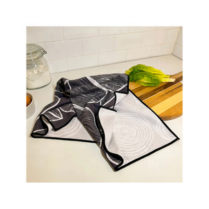 Durable 100% algodón bordado azul toallas de cocina reciclado Lino económico amigable paquete tres para uso diario de limpieza - Product Image 5