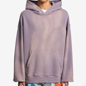 Venta al por mayor Sudadera con capucha desgastada Algodón puro impreso logotipo en relieve 3D patrón hombres y mujeres estilo - Product Image 1