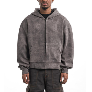 Chándal Vintage lavado con ácido personalizado para hombre, Sudadera con capucha de retazos desgastados, conjunto de pantalones de chándal, ropa de calle con patrón sólido - Product Image 1