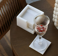 Set Coasters Keramik Bulat 4 Inch Ramah Lingkungan Terlaris, Dapat Dikustomisasi, Putih Eksklusif 6 Pcs