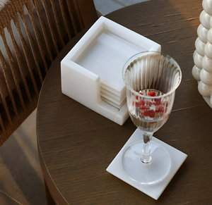 Top vente 4 pouces ronds et carrés en marbre sous-verres personnalisables exquis marbre blanc et bois hexagone sous-verres 6 pièces - Product Image 5