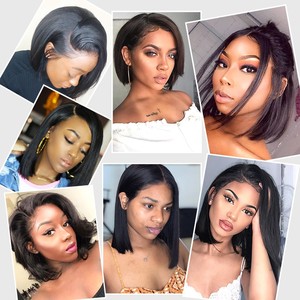 Vente en gros Perruques droites courtes Bob Perruques <span class=keywords><strong>Cheveux</strong></span> Humains Full Hd Lace Front Perruques <span class=keywords><strong>Cheveux</strong></span> Humains Coupe Pixie Perruques Sans colle pour les femmes noires - Product Image 6