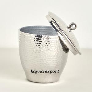 Top Quality Hammered Designer Metal Cotton Storage Jar Use <b>Bathroom</b> Sets Vanity Counter <b>Accessories</b> Nickel Platted Cotton Jar - Product Image 1