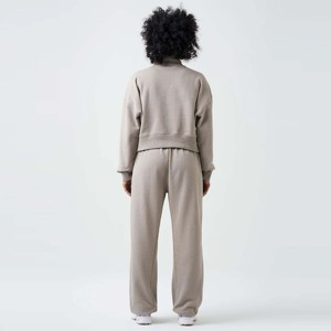 Stylish Women French Terry Mock Neck Sweatsuit - Soft and Comfortable <b>Two</b>-<b>Piece</b> Outfit Ideal for <b>Lounging</b> and Casual Wear - Product Image 5