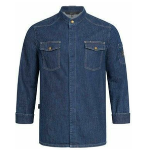 เสื้อเชิ้ตแขนยาวผู้ชาย ผ้าฝ้าย/อีลาสเทน คอจีน ติดกระดุม ล้างทำสี ลายพื้น ไม่มีลายพิมพ์ - Product Image 2