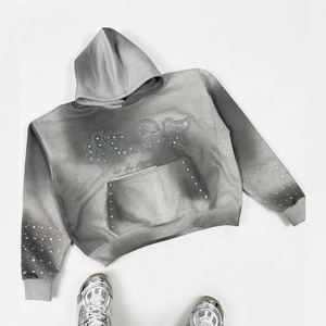 Nueva Llegada, Sudadera con Capucha Unisex de Estilo Urbano, Bordado Personalizado, 100% Algodón, Corte Regular, Felpa Francesa, con Pedrería, Antiencogimiento, con Acabado Ácido - Product Image 2