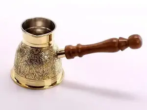 Arabian Dallah thé cafetière fabricant fait à la main Premium arabe thé cafetière support plus chaud or belle laiton plaqué nouveau - Product Image 3