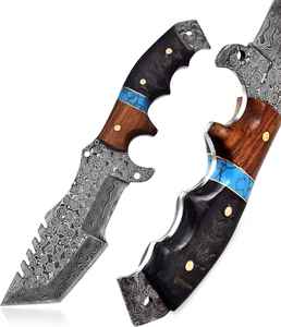 Cuchillo de caza de acero de Damasco personalizable 2024 con mango de hueso, cuchillo de Camping, gran oferta, envío directo, cuchillo rastreador para exteriores - Product Image 5