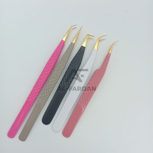 แหนบต่อขนตาปลอมทำจากสเตนเลสทนทานปลายนาโนทำจากเส้นใยเคลือบสีทองแบบกำหนดได้เอง - Product Image 1