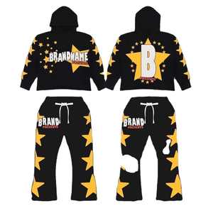 Ensemble sweat à capuche et pantalon de jogging pour homme, imprimé sérigraphié, logo personnalisé DTG et impression en relief, 100 % coton, pour l'entraînement hivernal - Product Image 4